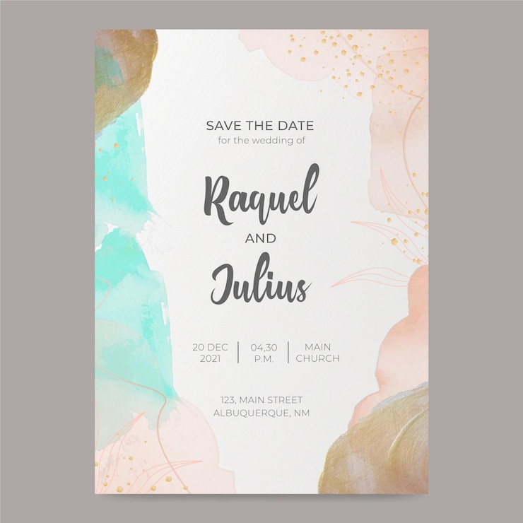 Vector gratuito plantilla de invitación de boda en acuarela