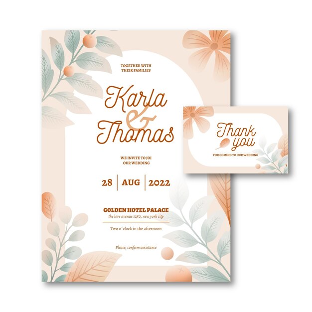 Plantilla de invitación de boda boho dibujada a mano