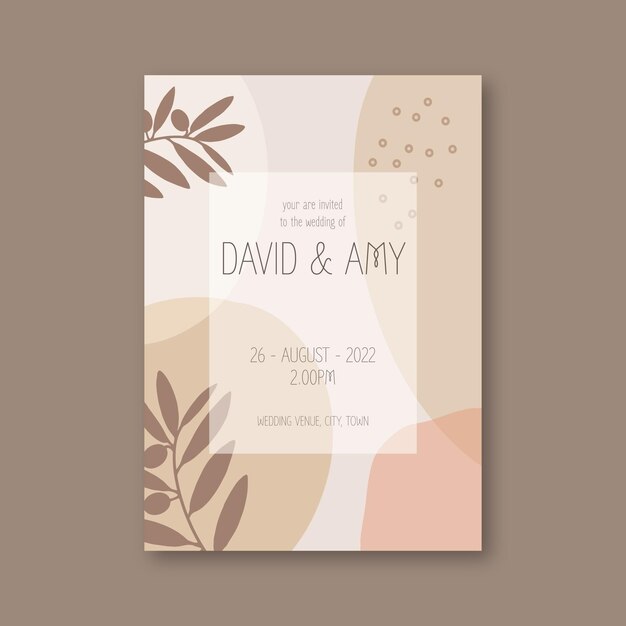 Plantilla de invitación de boda boho dibujada a mano