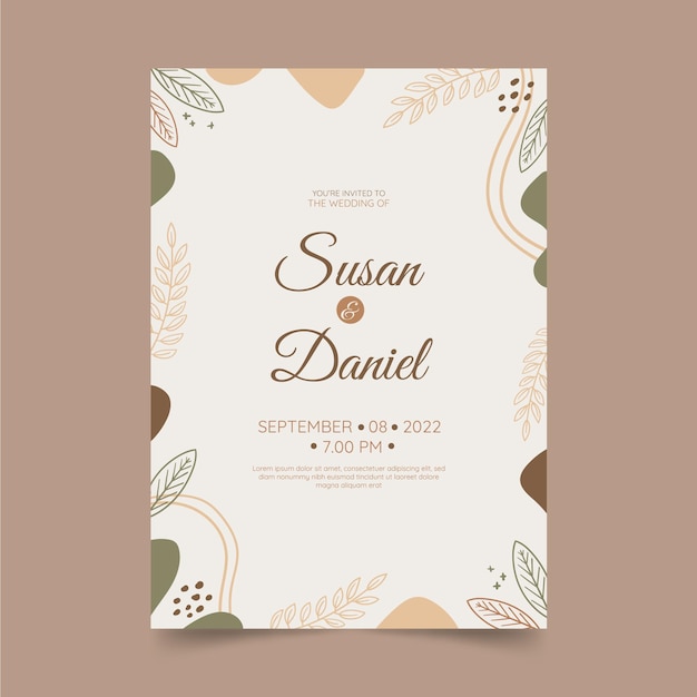 Plantilla de invitación de boda boho dibujada a mano