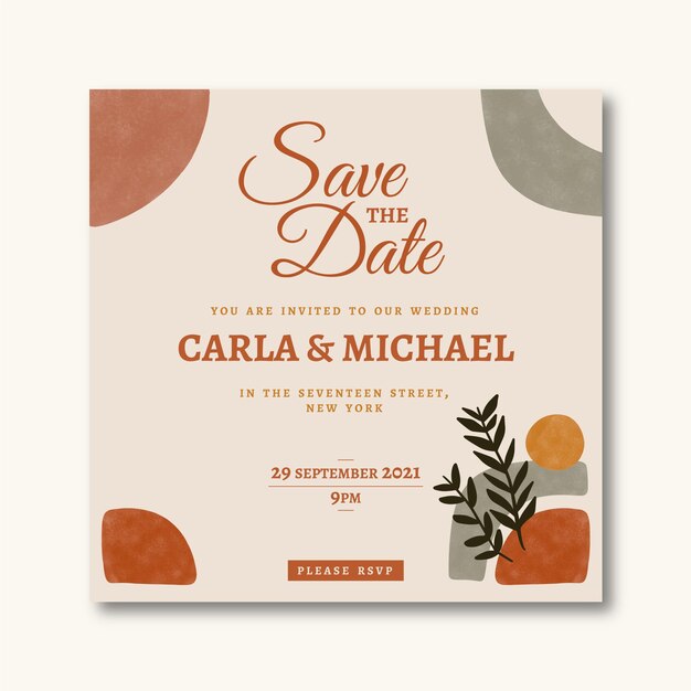 Plantilla de invitación de boda boho
