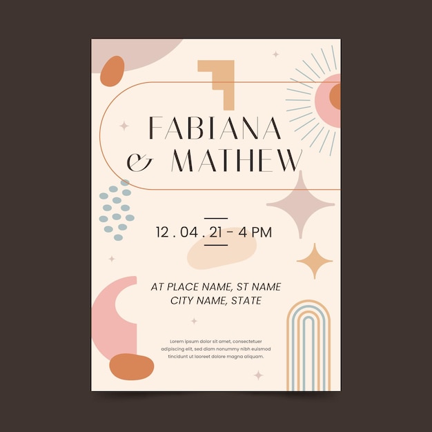 Plantilla de invitación de boda boho