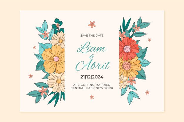 Plantilla de invitación de boda botánica
