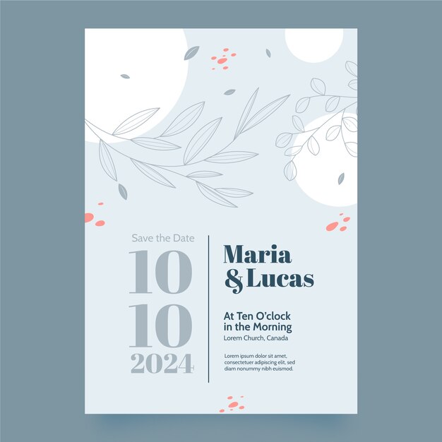 Plantilla de invitación de boda botánica