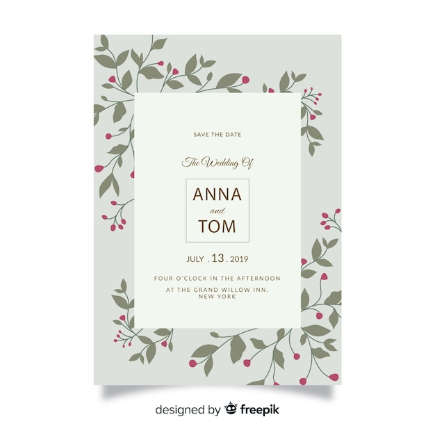 Plantilla de invitación de boda colorida floral