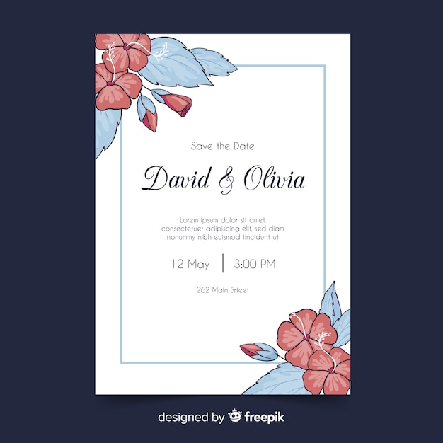 Plantilla de invitación de boda colorida floral