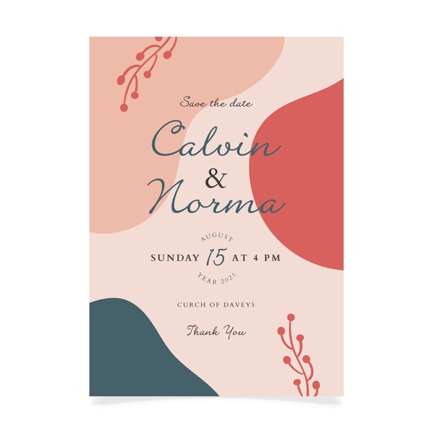Plantilla de invitación de boda creativa dibujada a mano