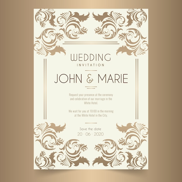 Plantilla de invitación de boda Damasco