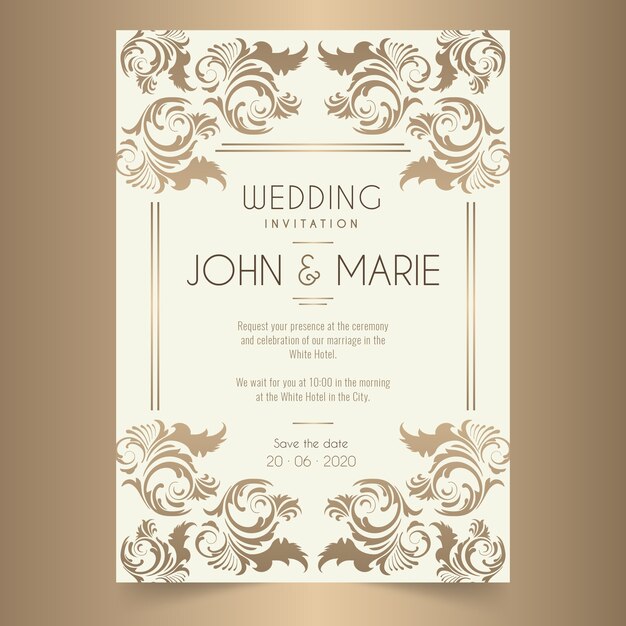 Plantilla de invitación de boda Damasco