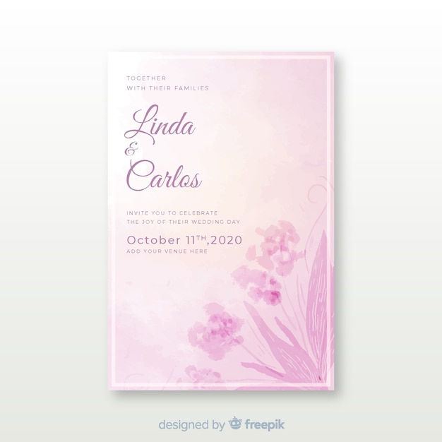 Plantilla de invitación de boda dibujada a mano