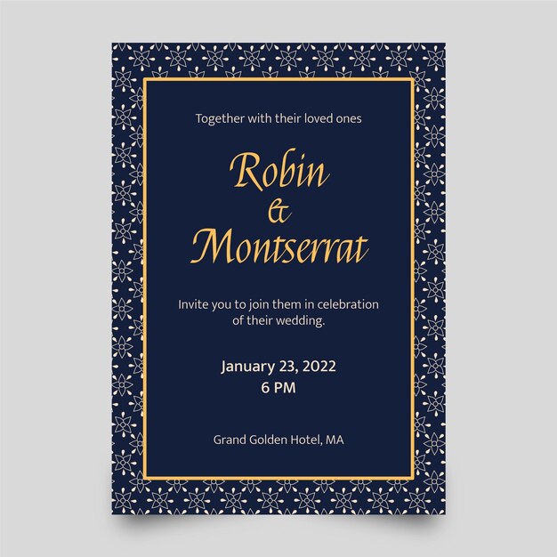 Plantilla de invitación de boda dibujada a mano