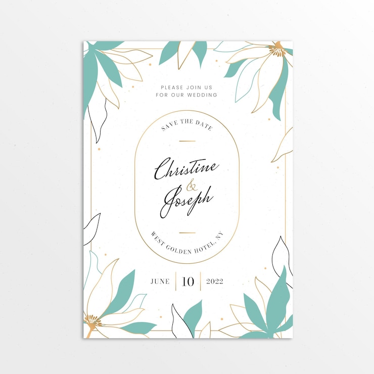 Vector gratuito plantilla de invitación de boda dorada dibujada a mano