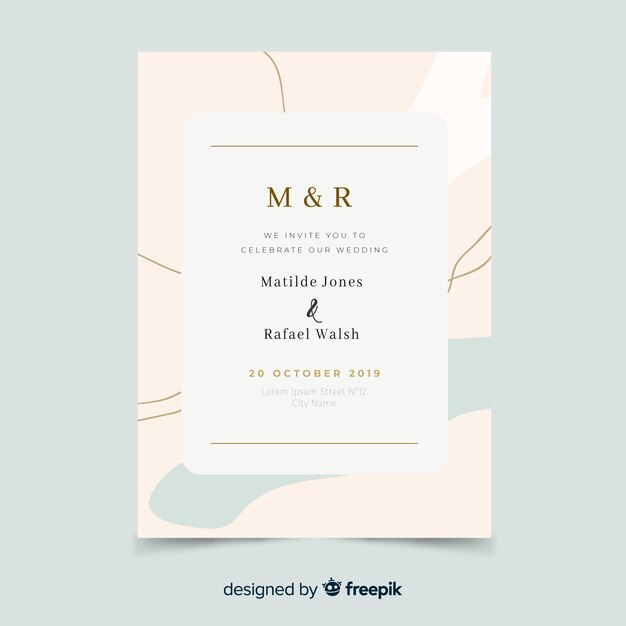 Plantilla de invitación de boda elegante dibujado a mano