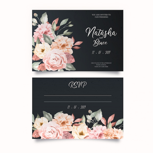 Plantilla de invitación de boda elegante