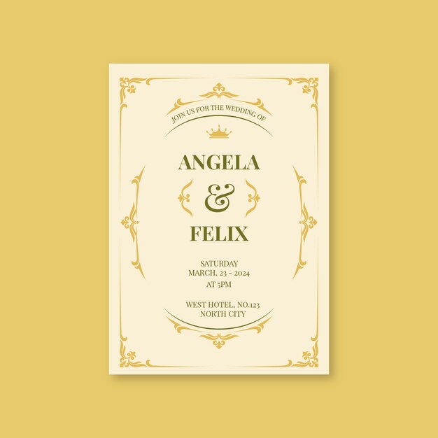Plantilla invitación de boda elegante