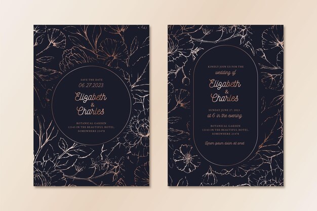 Plantilla de invitación de boda estilo de lujo