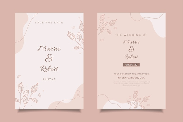 Plantilla de invitación de boda de estilo minimalista