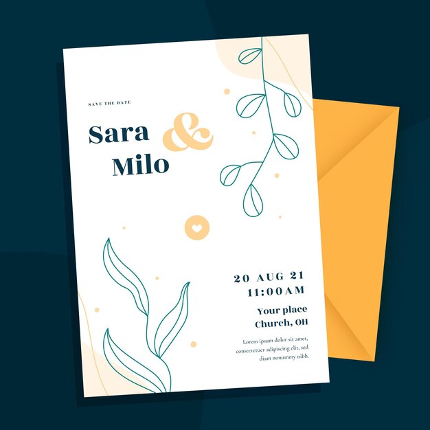 Plantilla de invitación de boda de estilo minimalista