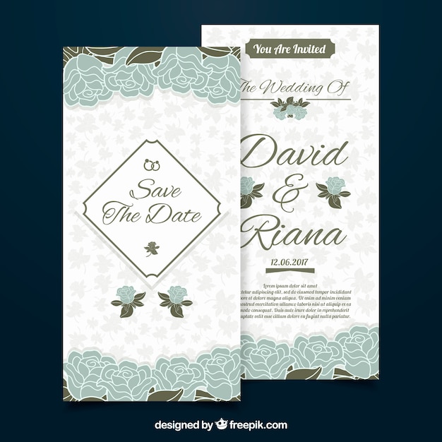 Vector gratuito plantilla de invitación de boda en estilo vintage