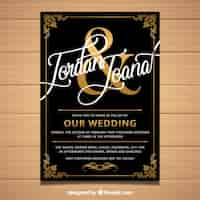 Vector gratuito plantilla de invitación de boda con estilo vintage