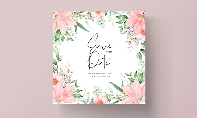 Vector gratuito plantilla de invitación de boda floral acuarela romántica