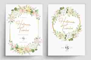 Vector gratuito plantilla de invitación de boda floral dibujada a mano desig