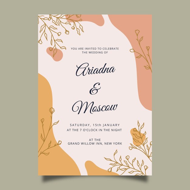 Plantilla de invitación de boda floral