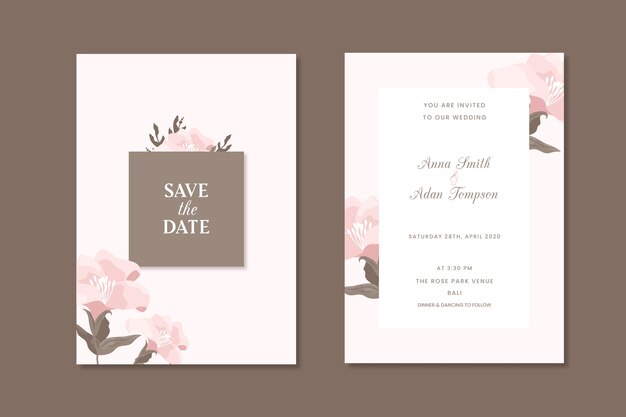 Plantilla de invitación de boda floral
