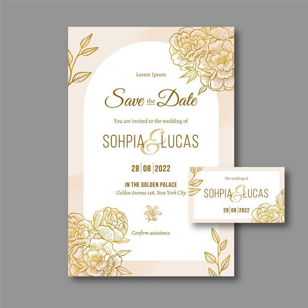Plantilla de invitación de boda floral
