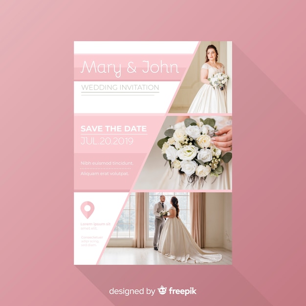 Plantilla de invitación de boda con foto