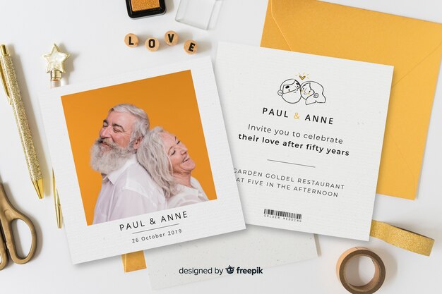 plantilla de invitación de boda con foto