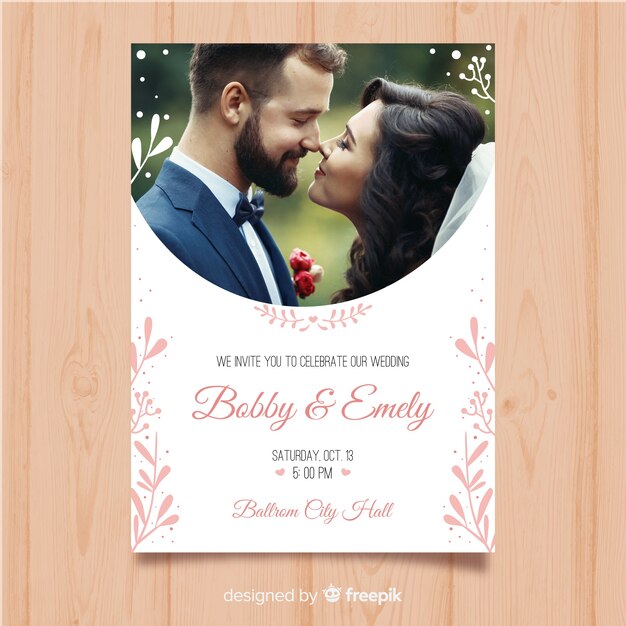 Plantilla de invitación de boda con foto