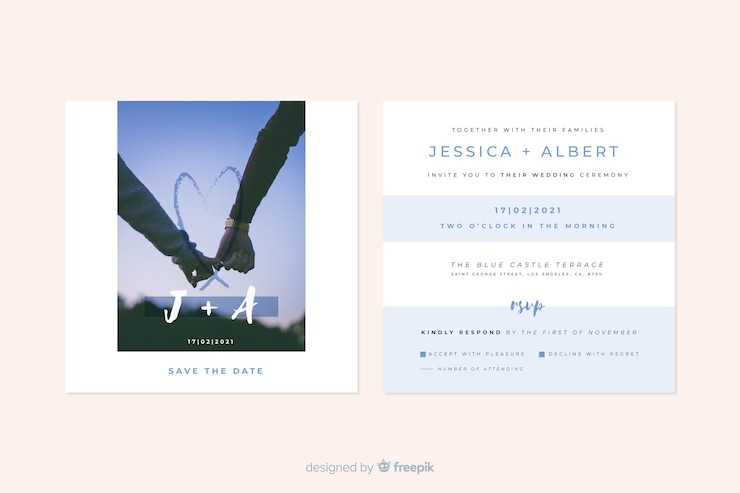 Vector gratuito plantilla de invitación de boda con foto