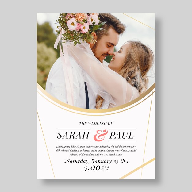 Plantilla de invitación de boda con foto