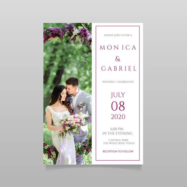 Plantilla de invitación de boda con foto