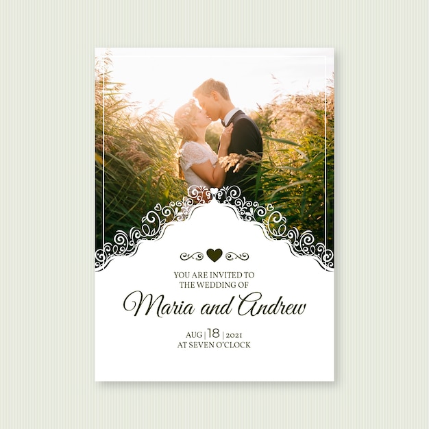 Plantilla de invitación de boda con foto