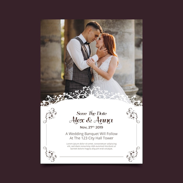 Plantilla de invitación de boda con foto