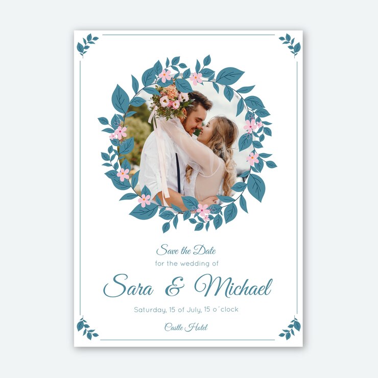 Vector gratuito plantilla de invitación de boda con foto