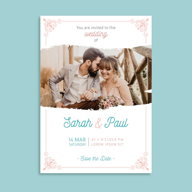 Plantilla de invitación de boda con foto