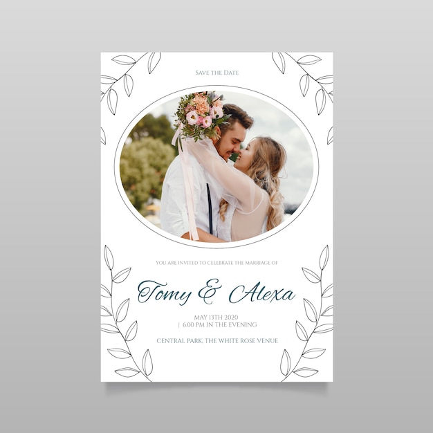 Plantilla de invitación de boda con foto