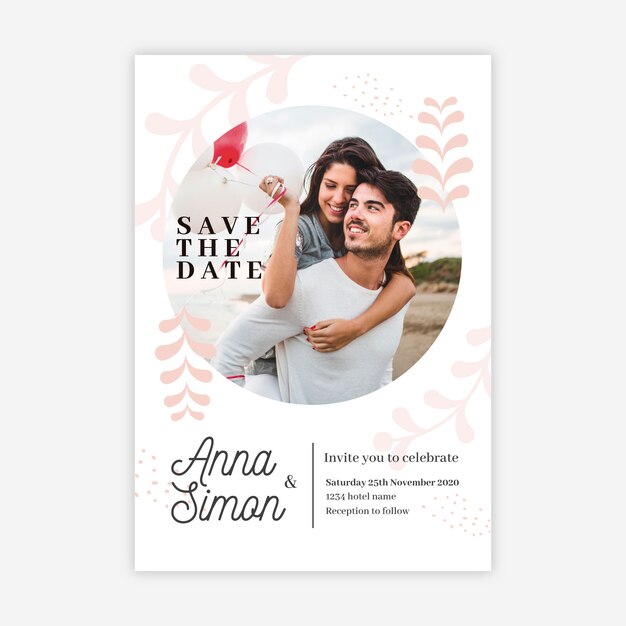 Plantilla de invitación de boda con foto