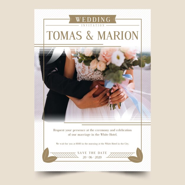 Plantilla de invitación de boda con foto