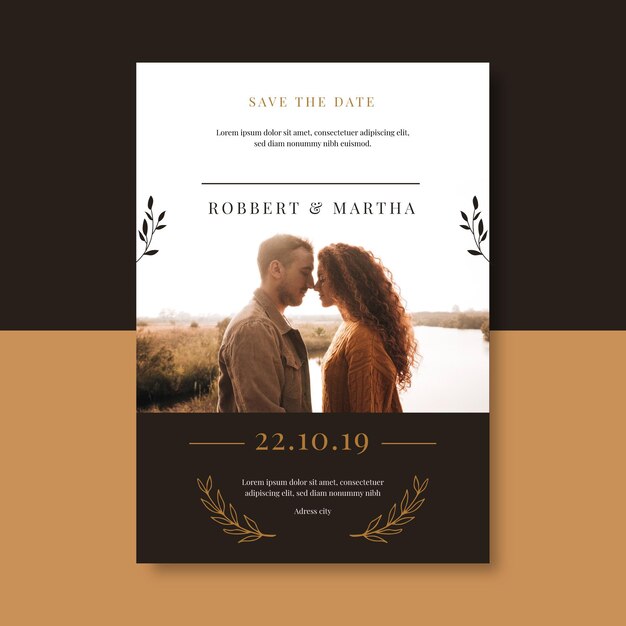 Plantilla de invitación de boda con foto