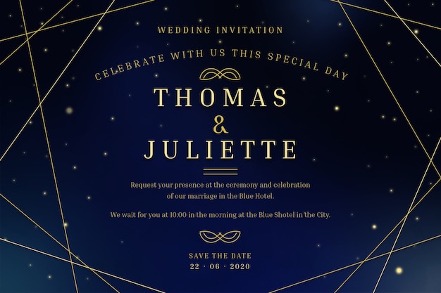 Plantilla de invitación de boda galaxia acuarela