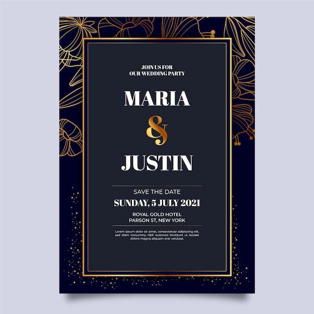 Plantilla de invitación de boda de lujo