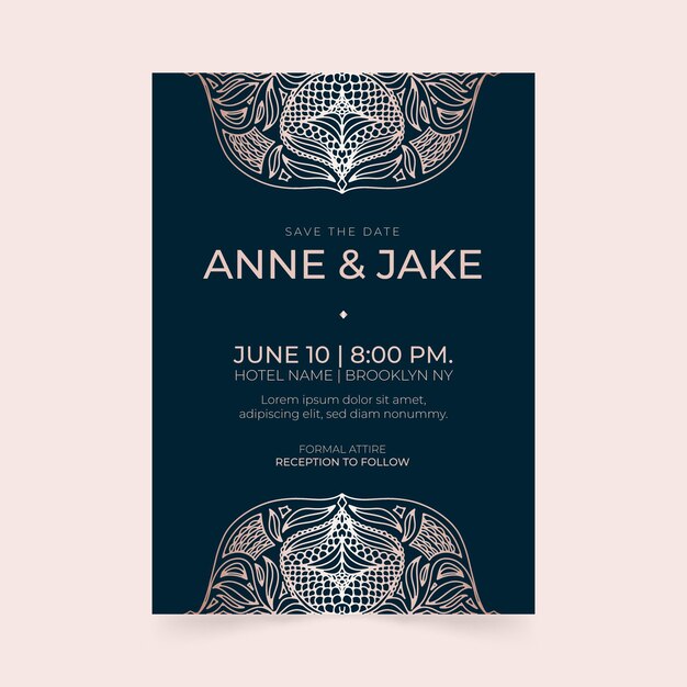 Plantilla de invitación de boda de lujo