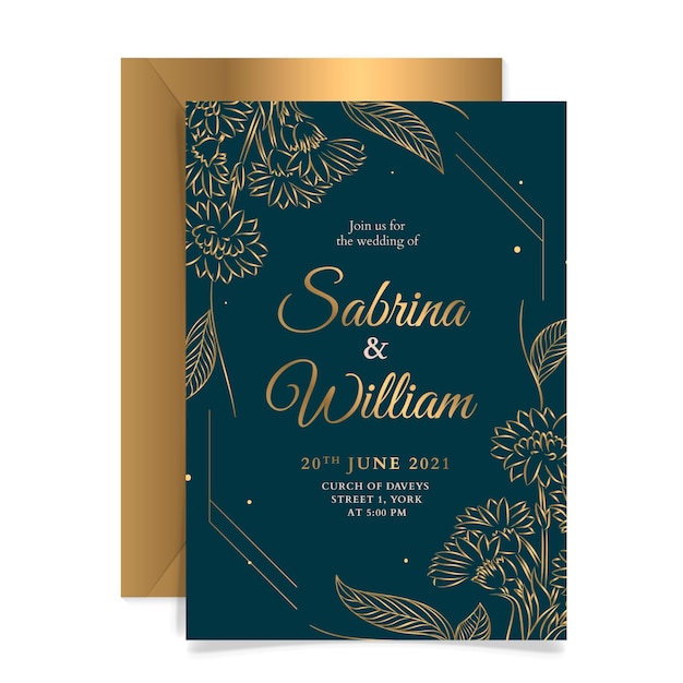 Plantilla de invitación de boda de lujo