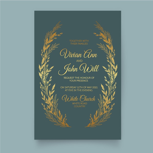 Plantilla de invitación de boda de lujo