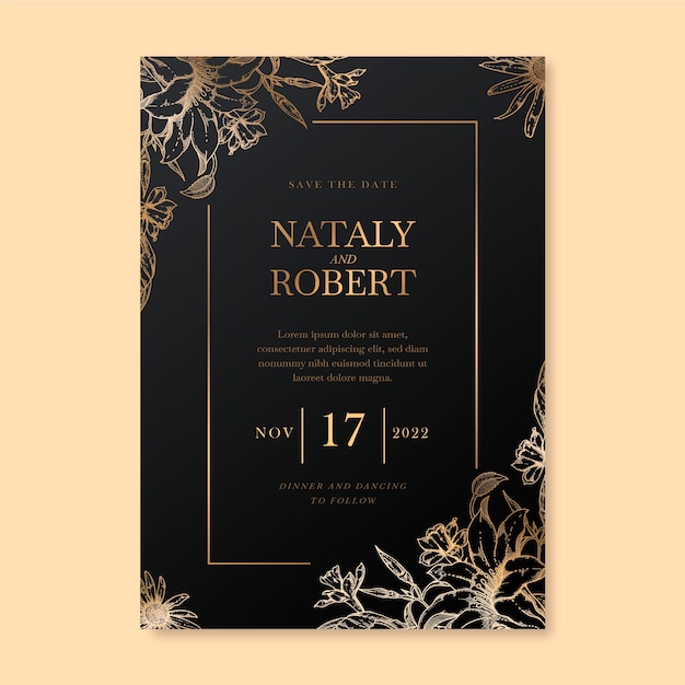 Plantilla de invitación de boda de lujo