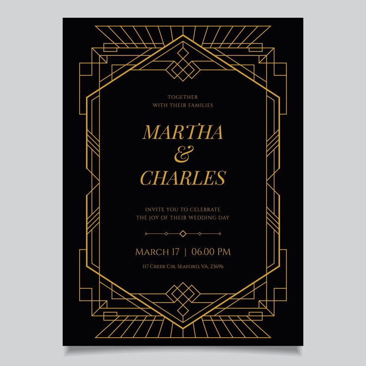 Vector gratuito plantilla invitación de boda lujosa